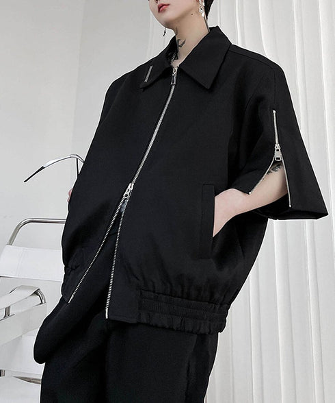 Double Zip Short Sleeve Blouson