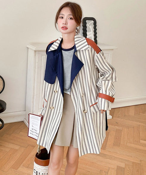 Stripe Short Trench Coat