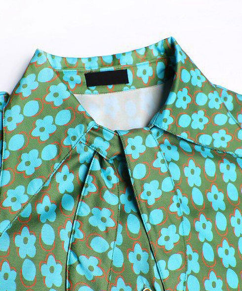 Retro Flower Print Blouse