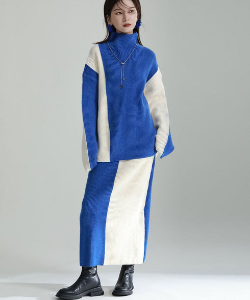 Bicolor Sweater & Skirt Co-ord