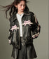 Ribbon Patchwork Faux Leather Jacket