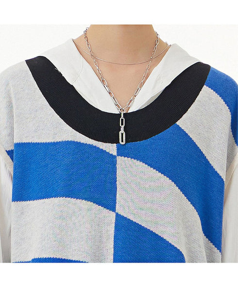 Wavy Stripe Oversized Knit Vest