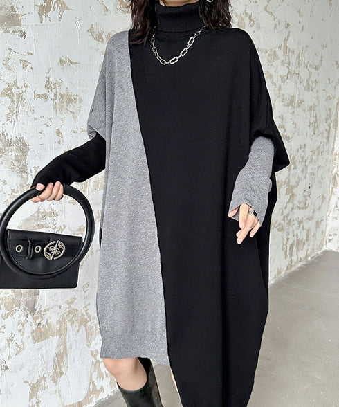 Diagonal Switch Sweater Dress