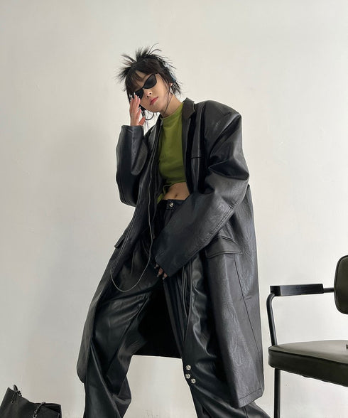 Oversized Faux Leather Jacket