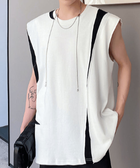 Bicolor Slit Sleeveless Top