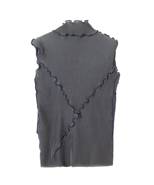 Stand Collar Pleated Top