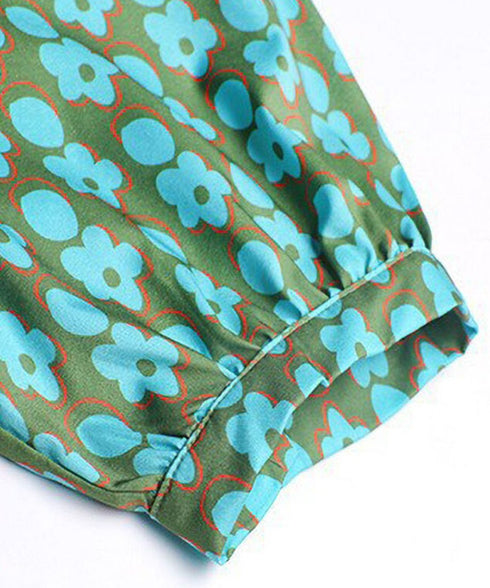 Retro Flower Print Blouse