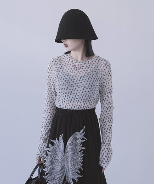 Star Mesh Turtleneck Top