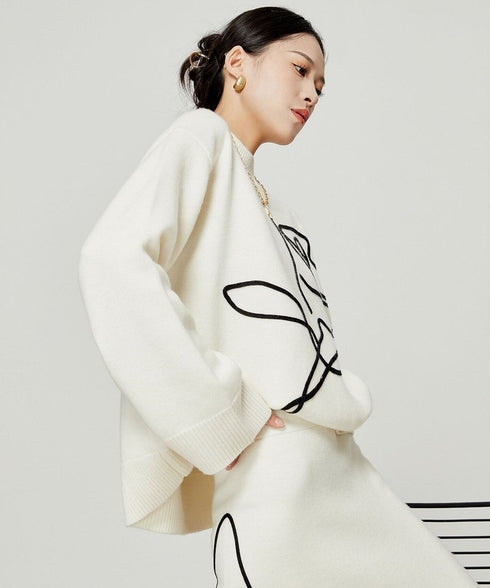Line Drawing Sweater & Skirt Co-ord