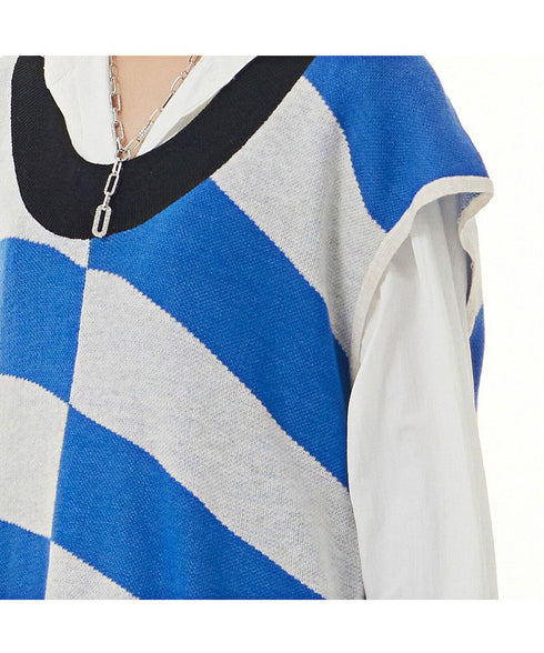 Wavy Stripe Oversized Knit Vest