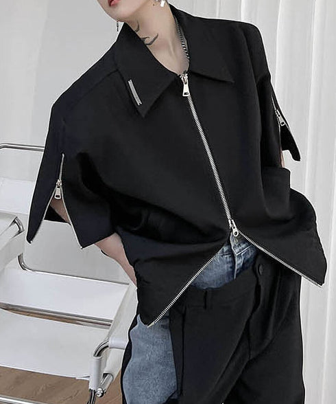 Double Zip Short Sleeve Blouson