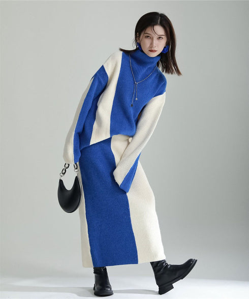 Bicolor Sweater & Skirt Co-ord