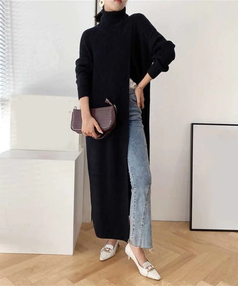 Long Knit Drape Sweater