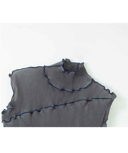 Stand Collar Pleated Top