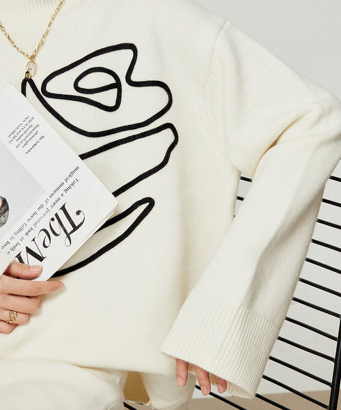 Line Drawing Sweater & Skirt Co-ord