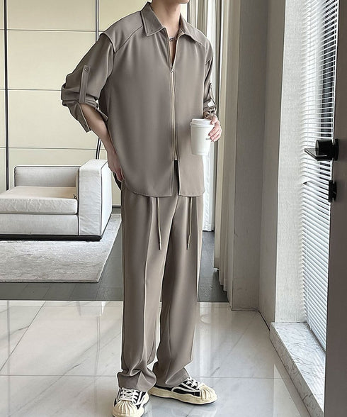 Zipper Sleeve Relaxed Set