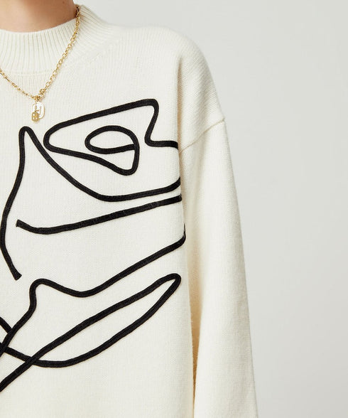 Line Drawing Sweater & Skirt Co-ord