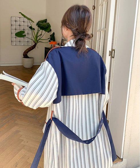 Stripe Short Trench Coat