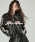 Ribbon Patchwork Faux Leather Jacket