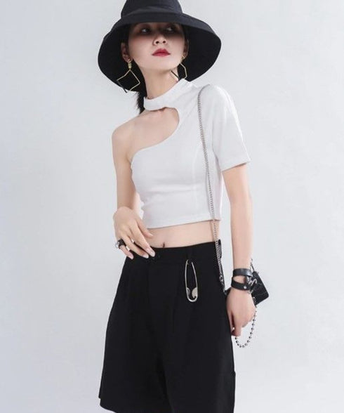 Cut-out One-shoulder Top