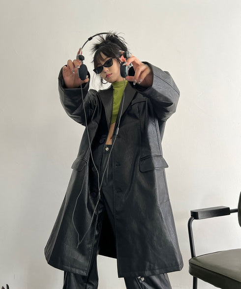Oversized Faux Leather Jacket