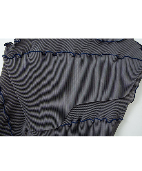 Stand Collar Pleated Top