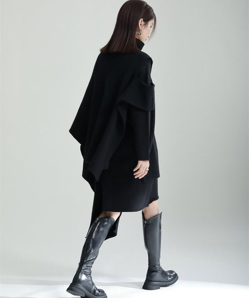 Slit Knit Dress & Poncho Co-ord