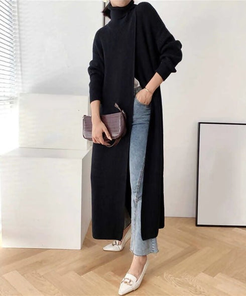 Long Knit Drape Sweater