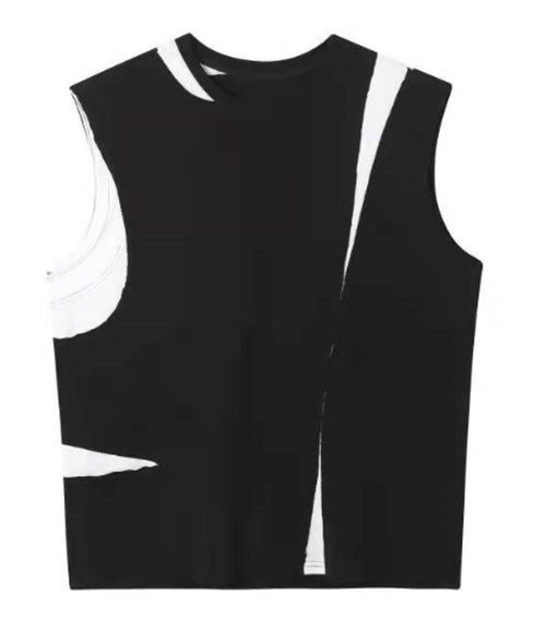 Bicolor Slit Sleeveless Top