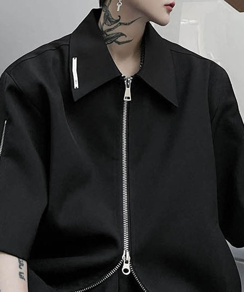 Double Zip Short Sleeve Blouson