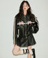 Ribbon Patchwork Faux Leather Jacket