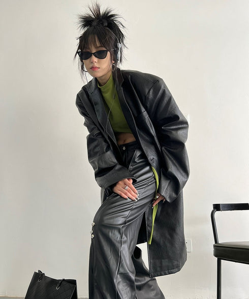 Oversized Faux Leather Jacket