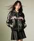 Ribbon Patchwork Faux Leather Jacket