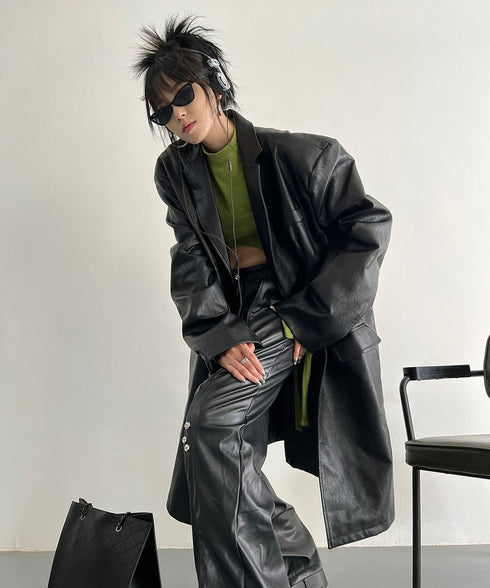 Oversized Faux Leather Jacket