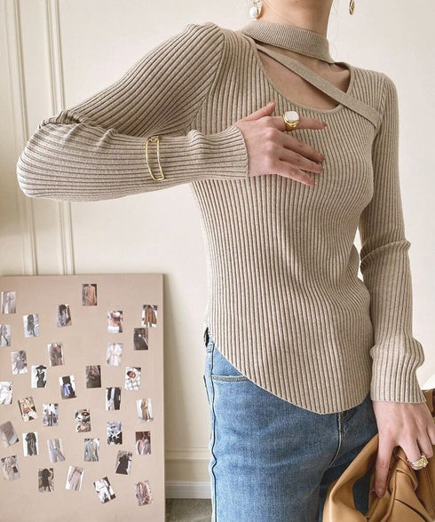 Asymmetric Rib Knit Top