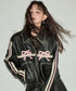 Ribbon Patchwork Faux Leather Jacket