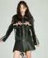 Ribbon Patchwork Faux Leather Jacket