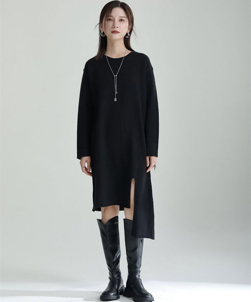Slit Knit Dress & Poncho Co-ord