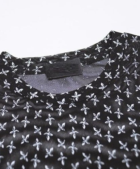 Star Mesh Turtleneck Top