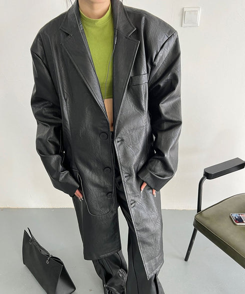 Oversized Faux Leather Jacket