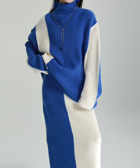 Bicolor Sweater & Skirt Co-ord