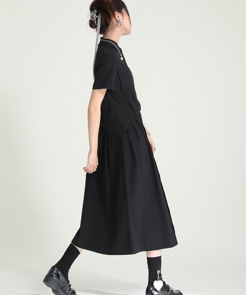 Asymmetric Button Minimal Dress