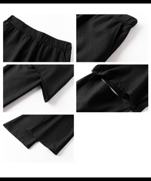 High level blue tier skirt x pants