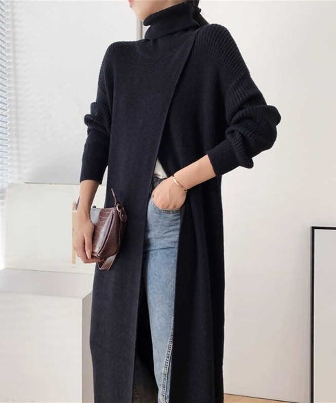 Long Knit Drape Sweater