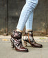Vintage Floral Pattern Ankle Boots