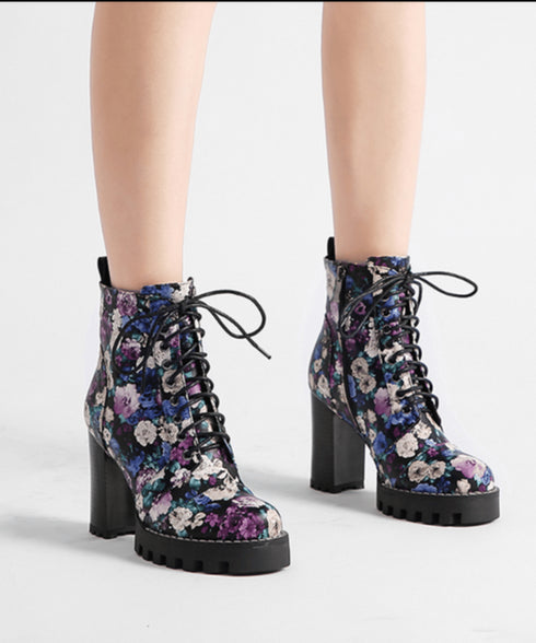 Gradient Flower Platform Boots
