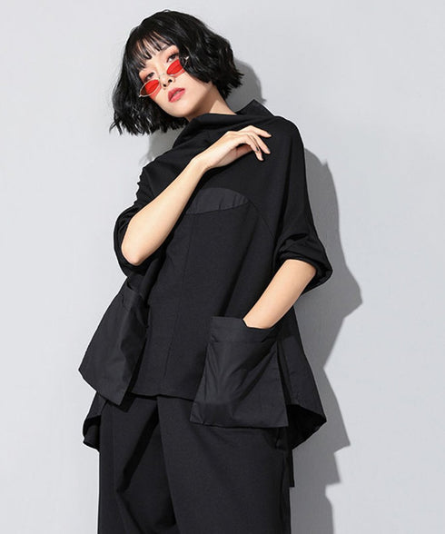 High Neck Box Pocket Top