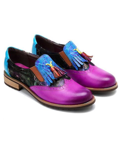 Gradation Leaf Tassel Loafers