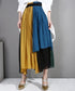 Pleated chiffon patchwork flared skirt