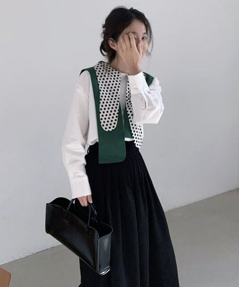 Polka Dot Collar Blouse